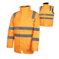 TRU Workwear 4 in 1 Polyester Oxford Jacket with Reflective Tape - VIC Rail