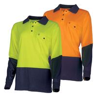 TRU Workwear Recycled Womens Anti-Microbial Micromesh L/S Two Tone Hi-Vis Polo Shirt