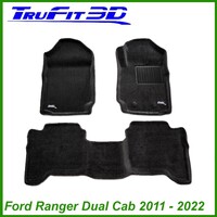 3D Carpet Mats for Ford Ranger Dual Cab PX PX2 PX3 2011-2021 Front & Rear Colour Black