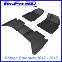 3D Kagu Rubber Mats for Holden Colorado Dual Cab 2012-2015 (HAS D/S FLOOR HOOKS) Front & Rear