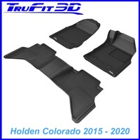 3D Kagu Rubber Mats for Holden Colorado Dual Cab 2015-2020 Front & Rear Colour Black