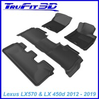 3D Kagu Rubber Mats for Lexus LX570 LX450d 2013-2021 3 Rows Colour Black