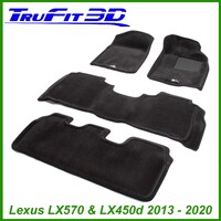 3D Carpet Mats for Lexus LX570 LX450d 2013-2021 3 Rows Colour Black