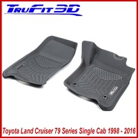 3D Maxtrac Rubber Mats for Toyota Land cruiser 79 Series Single Cab 1998-2016-Front Pair Maxtrac RUBBER Colour Black