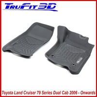 3D Maxtrac Rubber Mats for Toyota Land cruiser 79 Series Dual Cab 2007+-Front Pair Maxtrac RUBBER Colour Black