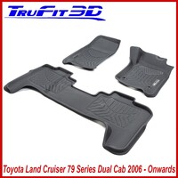3D Maxtrac Rubber Mats for Toyota Land cruiser 79 Series Dual Cab 2007+-Front & Rear Colour Black