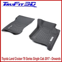 3D Maxtrac Rubber Mats for Toyota Land Cruiser 79 Series Single Cab 2017+ Front Pair Colour Black