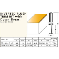 Carb-I-Tool 19mm Inverted Flush Trimming Bit with Downshear TSH8224B-1/2