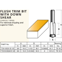 Carb-I-Tool 19mm Flush Trimming Bit with Down Shear TSHX8024B-1/2