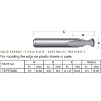 Carbitool 6.35mm Spiral Cutters For Plastic Rounding TSPER08S
