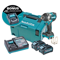Makita 40V Max 1/2" Pin Detent Mid Torque Brushless Impact Wrench 4.0ah Set TW008GM203