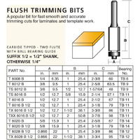 Carb-I-Tool 12.7mm Flush Trimming Bit TX8016B-1/2
