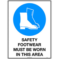 Safety Footwear Must be Worn in This Area Mining Safety Sign 450x300mm Poly