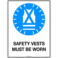 Safety Vests Must Be Worn Mining Safety Sign 600x450mm Poly