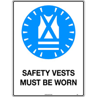 Safety Vests Must Be Worn Mining Safety Sign 200mm Self Adhesive
