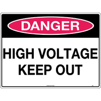 Danger High Voltage Keep Out Safety Sign 240x180mm Self Adhesive