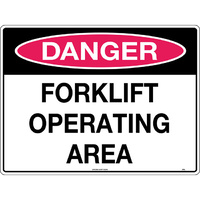 Danger Forklift Operating Area Safety Sign 300x225mm Metal
