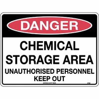 Danger Chemical Storage Area Unauthorised Personnel Keep Out Safety Sign 300x225mm Metal