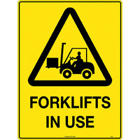 Caution Forklifts in Use Safety Sign 600x450mm Metal