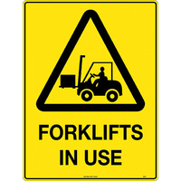 Caution Forklifts in Use Safety Sign 300x225mm Metal