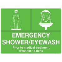 Emergency Shower/Eyewash Safety Sign 450x300mm Metal