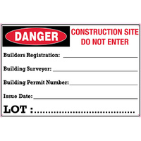 Builders Registration Building Surveyor Building Permit Number Issue Date Lot Sign 600x450mm Corflute