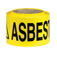 Caution Asbestos Barrier Safety Tape Black/Yellow 75mm x 50meter