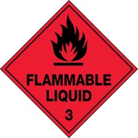 Flammable Liquid 3 Self Adhesive Labels 100x100mm Roll of 250