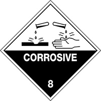 Corrosive 8 Hazchem Sign 270x270mm Self Adhesive