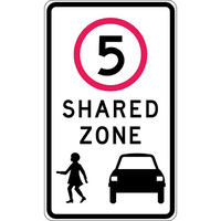 Shared Zone 5km Traffic Safety Sign Aluminium 450x750mm