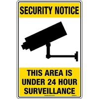 Security Notice This Area Is Under 24 Hour Surveillance Sign Metal 600x450mm