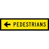 Pedestrians Left Arrow Traffic Safety Sign Boxed Edge 1200x300mm