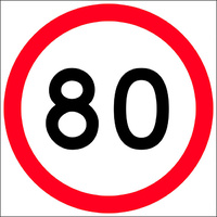 80km in Roundel Traffic Safety Sign Corflute 600x600mm