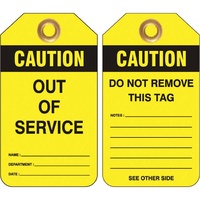 Caution Out Of Service Heavy Duty PVC Lockout Tags Pack of 25