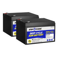 ATEM POWER 2X 15AH 12V AGM Battery Deep Cycle Camping Marine 4WD Solar SLA Lead Acid
