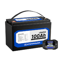 Atem Power 100AH 12V LiFePO4 Lithium Battery + 100A Battery Monitor w/Shunt