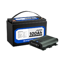 Atem Power 100AH 12V LiFePO4 Lithium Battery + 12V 25A DC to DC Battery Charger