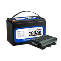 Atem Power 100AH 12V LiFePO4 Lithium Battery + 12V 20A DC to DC Battery Charger
