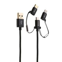 3-in-1 microUSB / Lightning / Type C to USB-A Cable