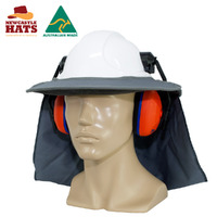 Earmuff Hard Hat Brim with Flap Silver Grey