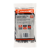 Crescent 150 x 3.6mm Black 100Pk Cable Ties WB6100