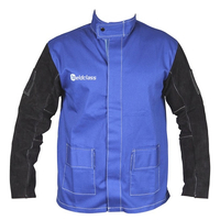 Weldclass Jackets - PROMAX BLUE FR with Leather Sleeves WC-04655