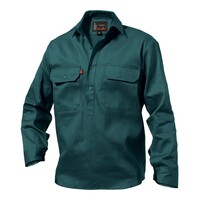 KingGee Mens Closed Front Drill Shirt Long Sleeve Colour Green Size S/36