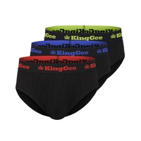 KingGee Mens Cotton Brief 3 Pack Colour Black Size S