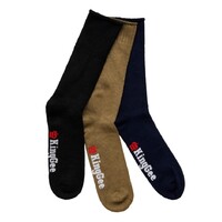 KingGee Mens Bamboo Work Sock 3 pack Colour Black/Khaki/Navy Size 6-10