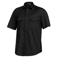 KingGee Mens Tradies Slim Shirt Short Sleeve  Colour Black Size XS