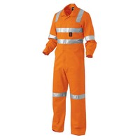 KingGee Mens Reflective Drill Overall X Pattern Colour Orange Size 82R