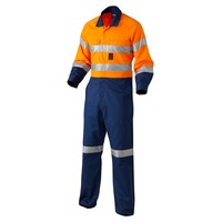 KingGee Mens Reflective Combination Drill Overall Spliced Colour Orange/Navy Size 82R