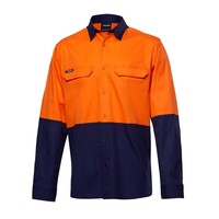 KingGee Mens Workcool Pro Spliced Shirt Long Sleeve Colour Orange/Navy Size XS