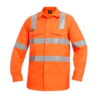 KingGee Mens Workcool2 Reflective Spliced Shirt X Pattern Long Sleeve Colour Orange Size 2XS